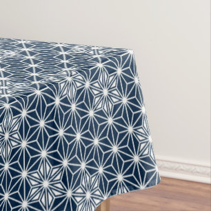 Japanese Asanoha pattern - indigo blue & white Tablecloth