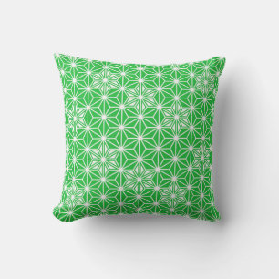 Japanese Asanoha pattern - jade green Cushion