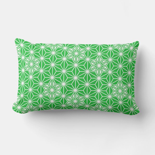 Japanese Asanoha pattern - jade green Lumbar Cushion (Front)