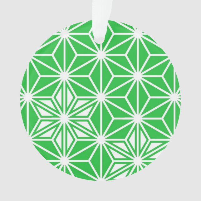 Japanese Asanoha pattern - jade green Ornament (Front)
