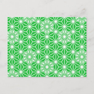 Japanese Asanoha pattern - jade green Postcard
