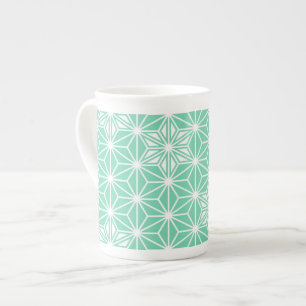 Japanese Asanoha pattern - light aqua Bone China Mug