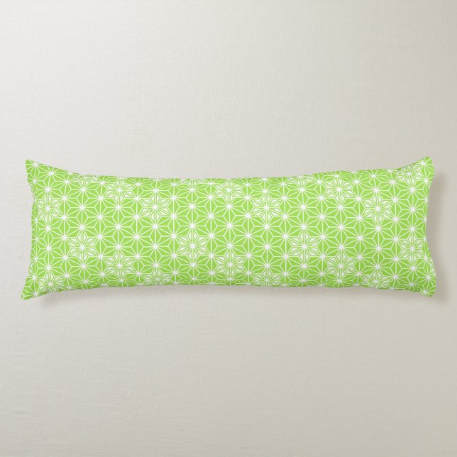 Japanese Asanoha pattern - light lime green Body Cushion (Front)