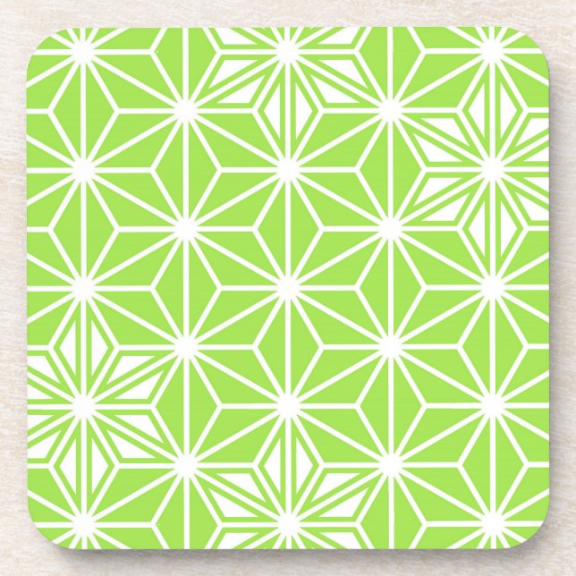 Japanese Asanoha pattern - light lime green Coaster (Front)