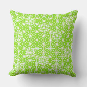 Japanese Asanoha pattern - light lime green Cushion