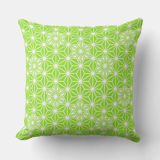 Japanese Asanoha pattern - light lime green Cushion (Front)