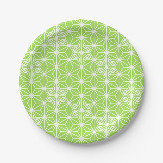 Japanese Asanoha pattern - light lime green Paper Plate (Front)
