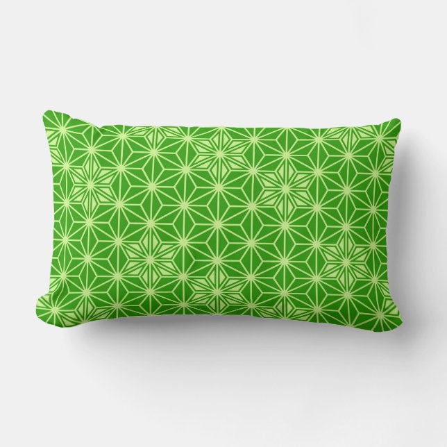 Japanese Asanoha pattern - lime green Lumbar Cushion (Front)