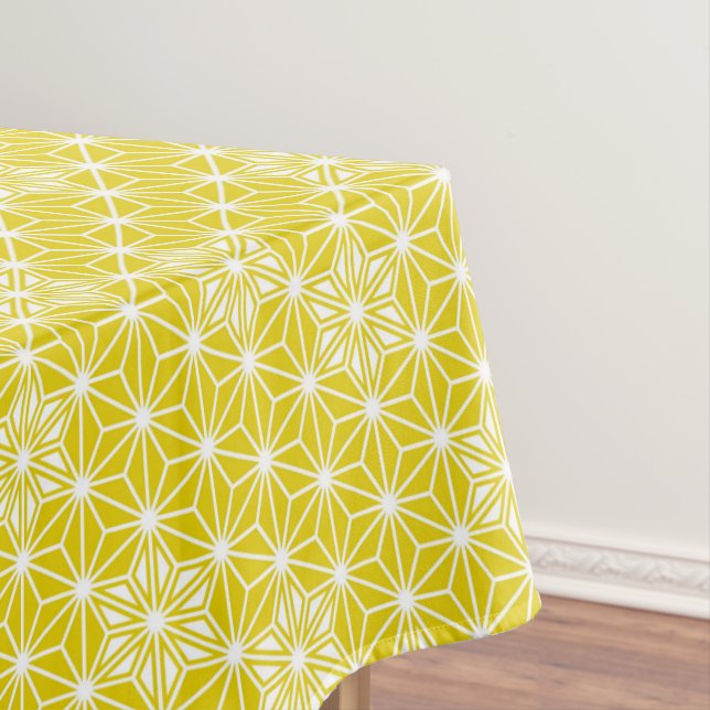Japanese Asanoha pattern - mustard gold and white Tablecloth (In Situ)