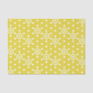 Japanese Asanoha pattern - mustard gold and white Tissue Paper