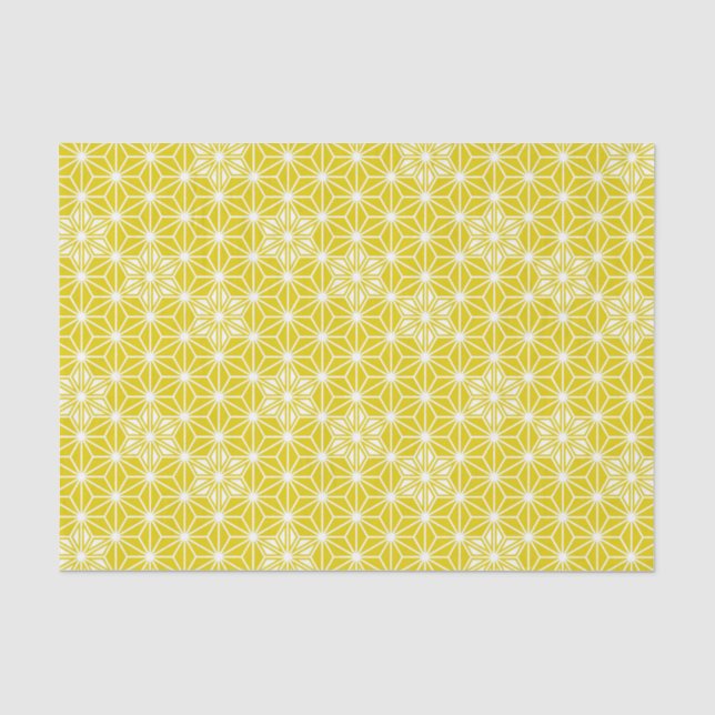 Japanese Asanoha pattern - mustard gold and white Tissue Paper (Front)