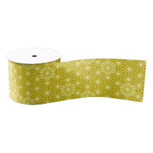 Japanese Asanoha pattern - mustard gold Grosgrain Ribbon