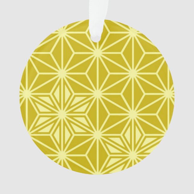 Japanese Asanoha pattern - mustard gold Ornament (Front)