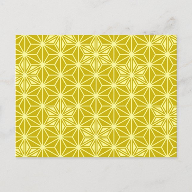 Japanese Asanoha pattern - mustard gold Postcard (Front)