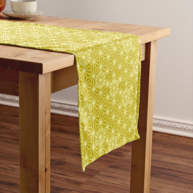 Japanese Asanoha pattern, Mustard Gold Short Table Runner (In Situ)