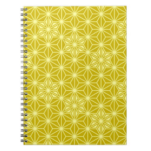 Japanese Asanoha pattern - mustard gold Spiral Notebook