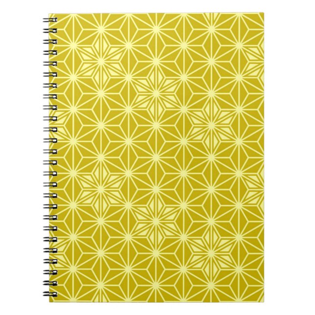 Japanese Asanoha pattern - mustard gold Spiral Notebook (Front)