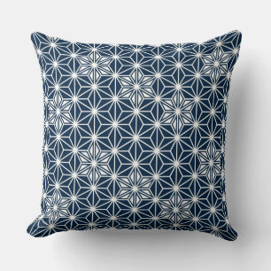 Japanese Asanoha pattern - navy blue Cushion