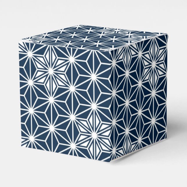 Japanese Asanoha pattern - navy blue Favour Box (Front Side)
