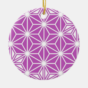 Japanese Asanoha pattern - orchid Ceramic Tree Decoration