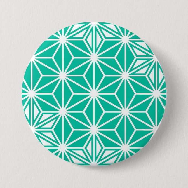 Japanese Asanoha pattern - peacock blue 7.5 Cm Round Badge (Front)