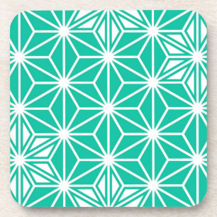 Japanese Asanoha pattern - peacock blue Coaster
