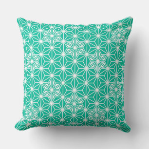 Japanese Asanoha pattern - peacock blue Cushion
