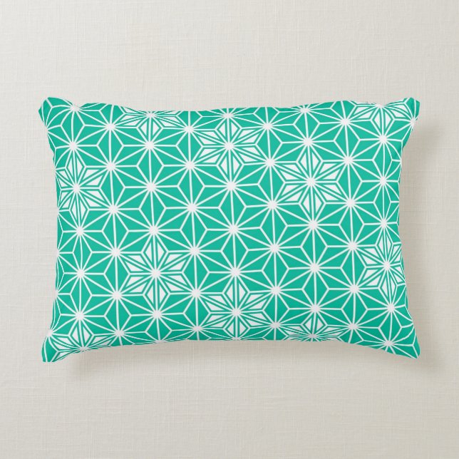 Japanese Asanoha pattern - peacock blue Decorative Cushion (Front)