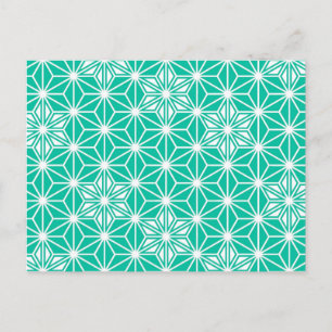 Japanese Asanoha pattern - peacock blue Postcard