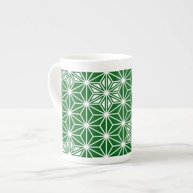 Japanese Asanoha pattern - pine green Bone China Mug (Front Left)