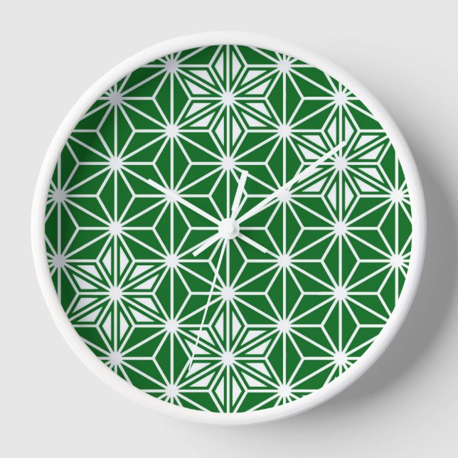 Japanese Asanoha pattern - pine green Clock (Front)