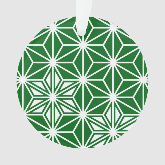 Japanese Asanoha pattern - pine green Ornament (Front)