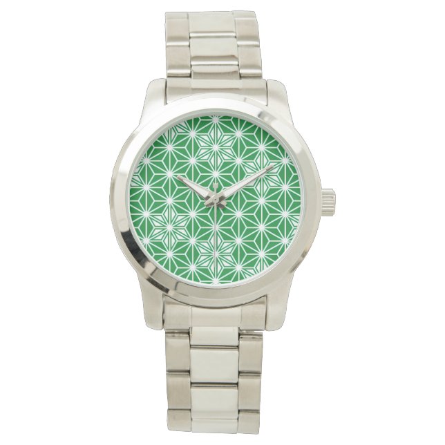 Japanese Asanoha pattern - pine green Watch (Front)