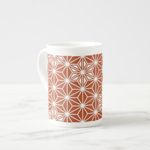 Japanese Asanoha pattern - terracotta Bone China Mug