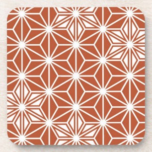 Japanese Asanoha pattern - terracotta Coaster