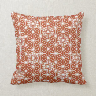 Japanese Asanoha pattern - terracotta Cushion