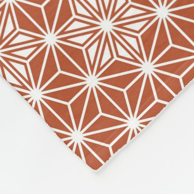 Japanese Asanoha pattern - terracotta Fleece Blanket (Corner)