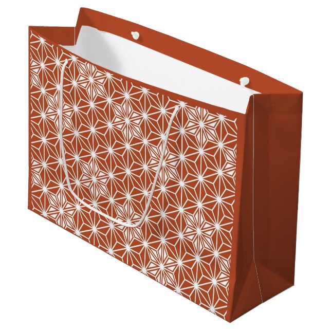 Japanese Asanoha pattern - terracotta Large Gift Bag (Front Angled)