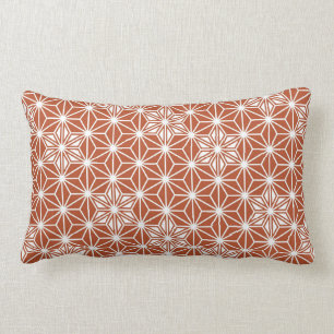Japanese Asanoha pattern - terracotta Lumbar Cushion