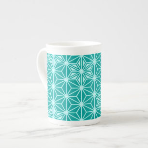Japanese Asanoha pattern - turquoise Bone China Mug