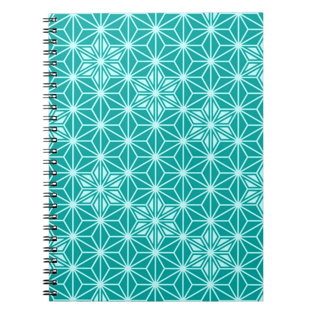 Japanese Asanoha pattern - turquoise Spiral Notebook (Front)
