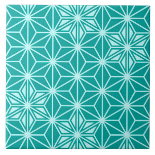 Japanese Asanoha pattern - turquoise Tile