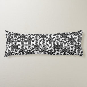 Japanese Asanoha pattern - white and black Body Cushion
