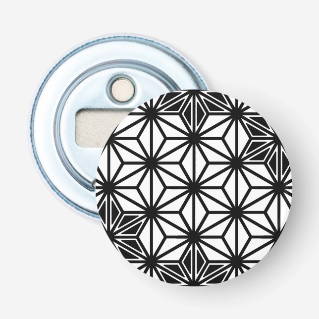 Japanese Asanoha pattern - white and black Bottle Opener (Front)
