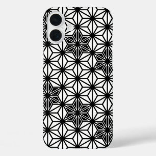 Japanese Asanoha pattern - white and black iPhone 16 Plus Case