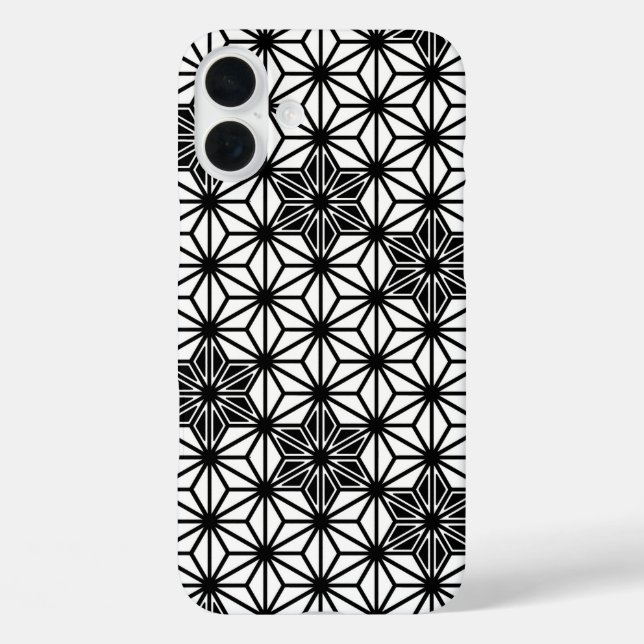 Japanese Asanoha pattern - white and black Case-Mate iPhone Case (Back)