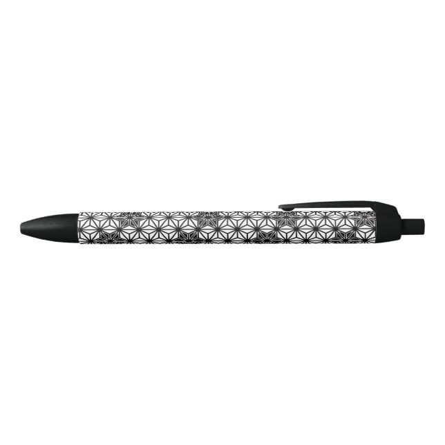 Japanese Asanoha pattern - white and black Ink Pen (Top)