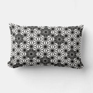 Japanese Asanoha pattern - white and black Lumbar Cushion