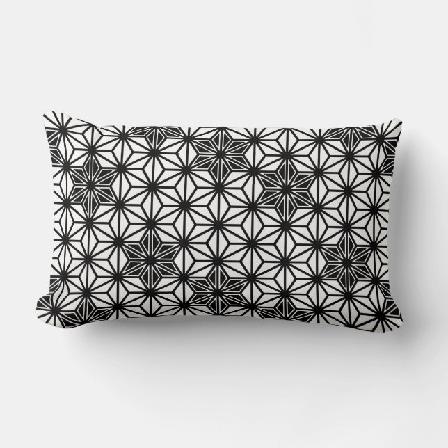 Japanese Asanoha pattern - white and black Lumbar Cushion (Front)