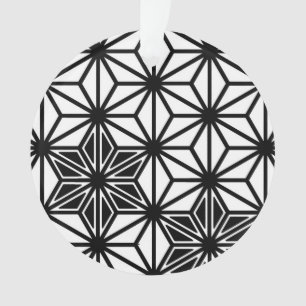 Japanese Asanoha pattern - white and black Ornament